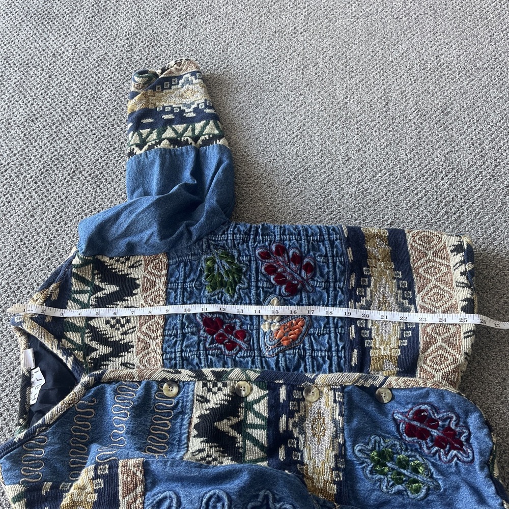 Vintage Embroidered Boho, Festival Navaho Jacket. Karen Hart. M Denim - Picture 13 of 14